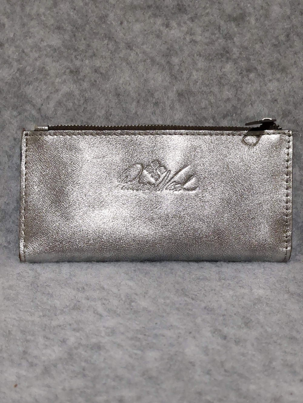Patricia Nash Nazari Metallic Leather Wallet Silver Bifold Zip Coin - Picture 2 of 11